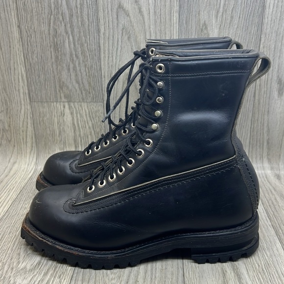 Vibram Black Leather Logger Combat Military Boots main image 12